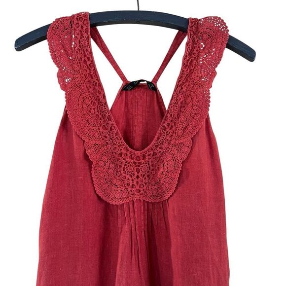 Zara Crochet Linen Maxi Dress Burnt Orange - Picture 3 of 6